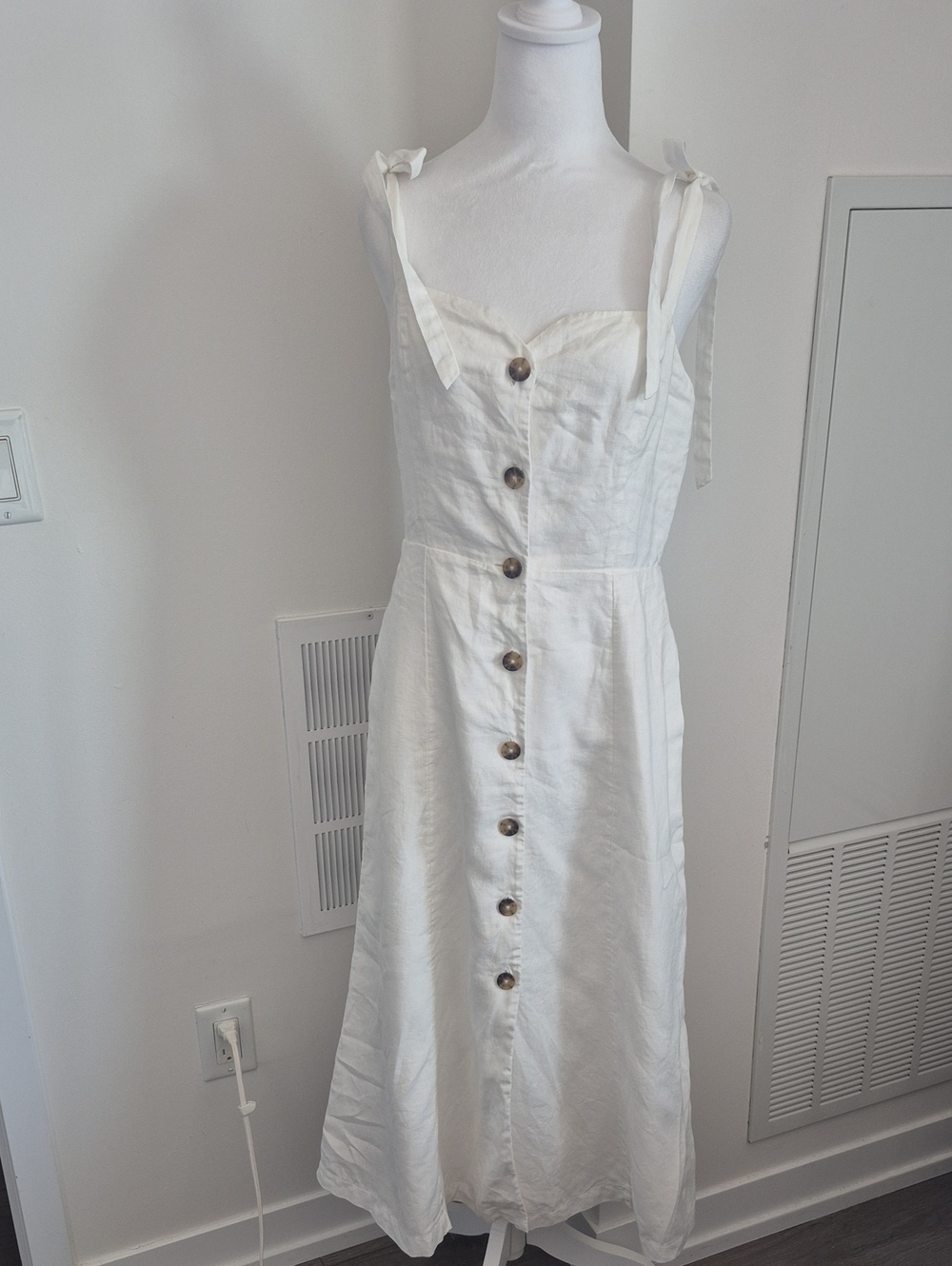 Wilfred White Button-Front Midi Dress - Picture 2 of 11